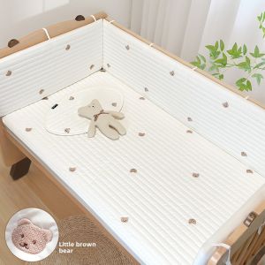 Baby Crib Bed Fence Soft Bag Anti-Collision Baby Kids Patchwork Bed Height Fence Enclosure Pure Cotton Baby Bed Cover Anti-Fall