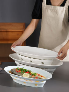 จานปลาขนาดใหญ่สำหรับอบผักเผ็ด จานอบอุ่นแบบเคลือบด้านจากจีนแผ่นดินใหญ่ จานอาหารสำหรับโรงแรมและร้านอาหาร