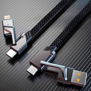 Phone Fast Charging Cable 2IN1 USB-A Type-C Data cord for iPhone Samsung Huawei Xiaomi Pad Multi Port USB-C USB-L Braid Cable