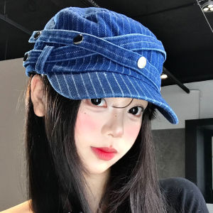 BAOYINFEI | Vintage Denim Stripe Face Slimming Stylish Flap Hat