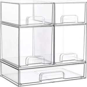 Clear Storage Drawer Organizer for Nursery Bottle Station Pull-Out Drawer Organizer for Bathroom Vanity Kitchen Pantry & Cabinet