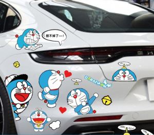 สติกเกอร์รถโดราเอมอนรถจัดแต่งทรงผมกาวตนเองการ์ตูนน่ารักสร้างสรรค์สติกเกอร์รถตกแต่งรถ