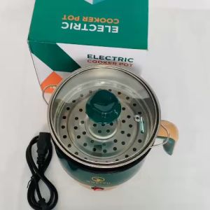 SKU106 - Nồi Lẩu Điện Mini QWETYU 18cm nồi lẩu điện 2 tầng Có Xửng Hấp Inox 304