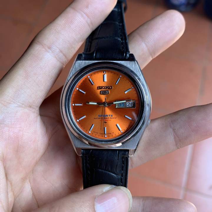 Seiko 5 caliber 7009 17 jewels dial orange sport original Lazada