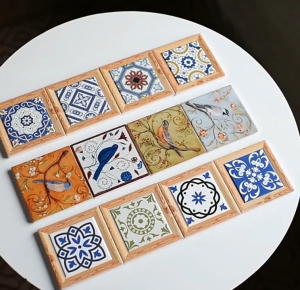🔥SG LOCAL STOCK🔥Ceramic Coaster -Moroccan Style Non-Slip Cork Base High Heat Resistant