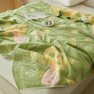 Thickened Cotton Summer Blanket Eight Layers Adult Bedding Towel Blanket Cozy Cooling Air Conditioner Compatible Home Use