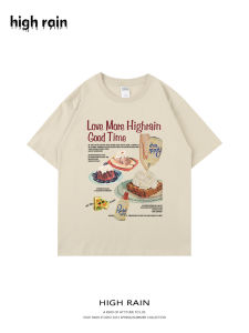 Retro American Cotton Short Sleeve round Neck Womens T-shirt Shoulder Width Loose Fit Summer Casual Print Top for Couples