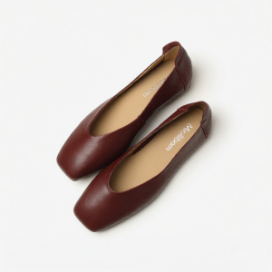 MIOLLIBARN | Red French Square Toe Flat Slip-on Flats