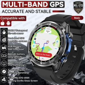 2025 New T-Rex 3 Pro Military GPS Smart Watch Built-in Dual-Band GNSS&Offline Maps Compass 860mAh Battery 10ATM Swim Smart Watch