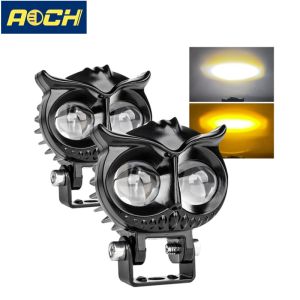 OWL Design 20W LED Mini Fog Lights - Universal Compact Spot Beam for Motorcycle Cars ATV | Waterproof Auxiliary Lamp with Feather Cooling Tech