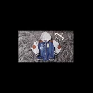 Jaket jeans anak seleting topi