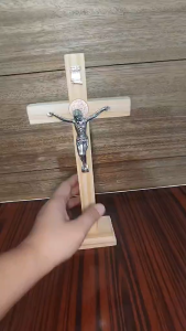 Elegant Natural Wood Color Crucifix 10 1/2 Inches Height Religious Home Decor Accent