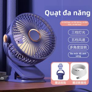 Quạt Kẹp Di Động Sạc Lại Được HOMEFISH Tích Hợp Đèn Ngủ 720 ° Máy Làm Mát Không Khí Xoay Được Dùng Cho Cắm Trại Ngoài Trời Ventilador 5V 4W