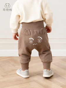 Baby Boys Girls Fleece Lined Pure Cotton Casual Harem Pants Autumn Winter Long Trousers Stomach Protector Big PP Cartoon Print