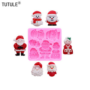 Santa Claus Silicone Mold Christmas snowman Fondant Sugar Cupcake Craft Silicone Molds drop glue decorative epoxy resin Molds