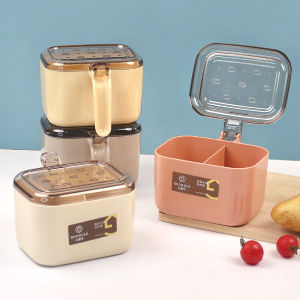 Hộp Đựng Gia Vị Hai Ngăn Có Nắp Đậy Kín Hộp Đựng Gia Vị Bằng Nhựa PP Dụng Cụ Nhà Bếp Hộp Đựng Gia Vị Hộp Đựng Gia Vị Có Thìa