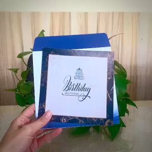 Bộ 10 Thiệp Mời Sinh Nhật khung viền xanh 14.5 x 14.5cm