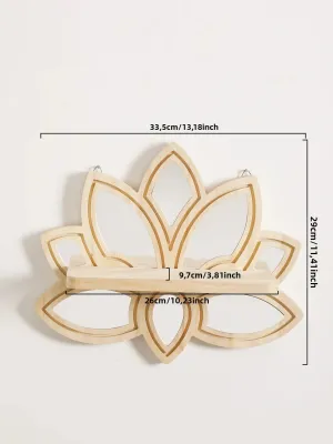 Kệ Treo Tường Gỗ Hình Hoa Sen Phong Cách Boho Với Gương Acrylic Kiểu Dáng Rustic Dùng Để Trang Trí Nhà Cửa Quà Tặng Phong Cách Hiện Đại