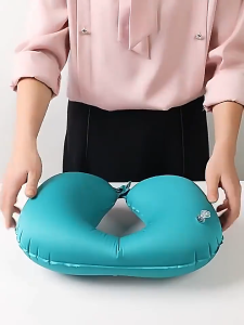 Travel Press Type Portable Inflatable Pillow Travel Air Pillow Pvc Nylon Nap Pad Camping Air Cushion