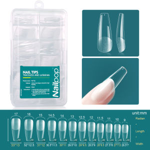 Nailpop False Nails Clear 120pcs 12 Sizes Acrylic Full Cover Tips Reusable Gel Manicure DIY Set for Salon Quality Press On Nails