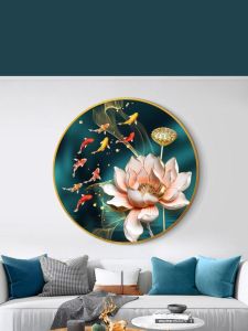 round Lotus Koi Diamond Painting New Arrival Living Room Landscape Peony Flower Nine Fish Pattern Handmade 5diy Spot Drill Cross Stitch