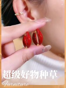 GL 18K GOLD Fashion Red large circle personalized temperament earrings ES69139