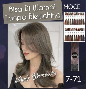 MOGE Profesional 7.71 Mint Brown permanen Tanpa Bleaching 6% 9% 12% 100ml oxydant ( campuran ) cat rambut 100gr 3° socolor Wonder WL ash abu majifasion hair colour