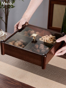 กล่องเก็บผลไม้แห้ง ชามไม้แท้ ชามเก็บผลไม้ 4 ช่อง ชามเก็บของสำหรับงานแต่งงาน งานฉลอง ขนม ของหวาน กล่องเก็บของ