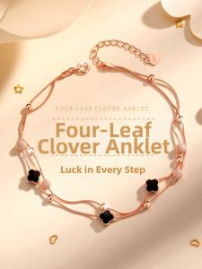 CONGCONGNANIAN | Lucky Clover Ankle Chain Pure Silver
