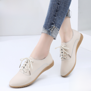 Leather Flat Bottom Sneakers Womens Casual Soft Sole Fashionable Versatile Cow Tendon Bottom Flat Heel Shoes Cross Strap