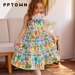 PPTOWN | Summer Princess Strap Dress for Girls Beach Resort Elegant