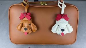 Handmade PU Leather Poodle Bag Charm-Cute Puppy Charm For Bag Accessory-Gift For Dog Lover-Adorable Animal Pendant-Vintage Style