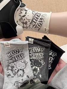 JIFANPAUL | HelloKitty Sketch Design Soft Cotton Cuff Medium Socks