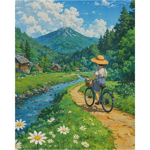 KAYOU | Acrylic Paint By Numbers Countryside Cycling Scenerypainting By Numbers on Canvas Coloring By Number for Adults Paint Digital