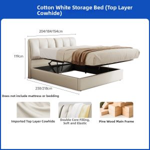 Genuine Leather Storage Bed for Master Bedroom 1.8m