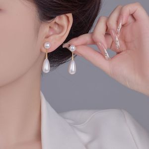 Elegant Waterdrop Simple Pearl Clip On Earrings Charm Pendant Simulated Pearl Geometric No Pierced For Women Wedding Jewelry