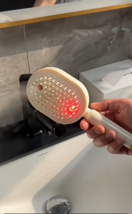 Electric Spray Air Cushion Massage Comb 3-in-1 Electric Mist Spray Hair Brush Self-Cleaning Anti-Tangle Anti-Static for Frizzy Hair & Scalp Care