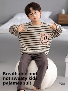 MiiOW | Pure Cotton Catman Childrens Sleepwear Long Sleeve Pants Set Boys Home Clothes Suitable For Outdoor Wear Autumn New Arrival