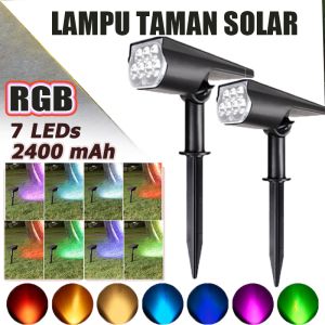 [COD]LAMPU TAMAN TENAGA SURYA 7 LED Warna Warni Solar Cell Panel Lampu Sorot Super Terang Outdoor Lampu Energi Matahari