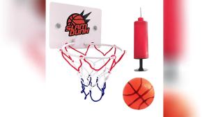 Mini Basketball Hoop Set Portable Basketball Hoop with 1 Ball and 1 Inflatable Pump Basketball Set for Kids Youth Adult Player