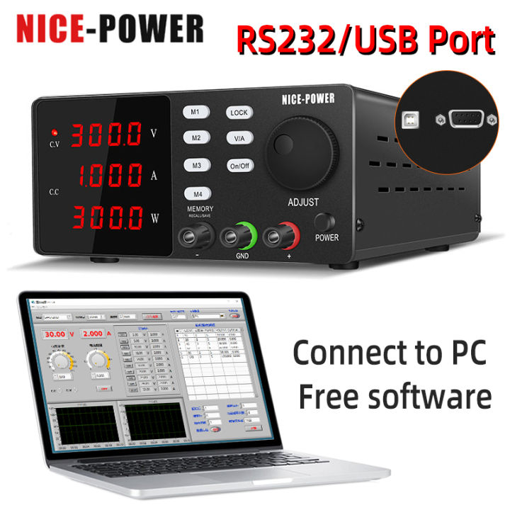 600V 1A Lab DC Power Supply Adjustable 30V 10A Programmable RS232 USB