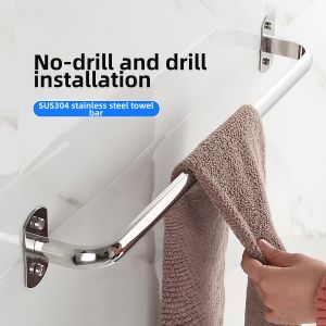 Heavy Duty Stainless Steel Bathroom Hanging Rod Single Rod Wall Mounted