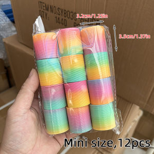 12/24Pcs Rainbow Magic Springs Circle Toys Kids Birthday Party Favors Guests Giveaway Small Gifts Pinata Fillers Flexible Funny