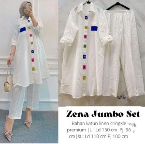 Setelan Jumbo untuk Lebaran ZENA SET Bahan Cringkel /One Set Kekinian Size L XL XXL