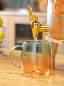 Cold Hot Glass Beverage Dispenser With Wood Stand Juice Beverage Dispenser Transparent Tea Bucket For Outdoor Parties