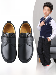 Childrens Performance Shoes Soft Bottom Leather Shoes Spring Autumn New Style Boys School Shoes round Toe Rubber Sole