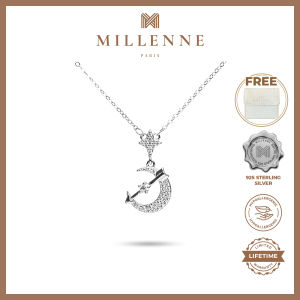 MILLENNE Match The Stars Artemis Studded Cubic Zirconia White Gold Necklace with 925 Sterling Silver (MLP-01)