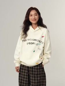 dangerouspeople | Hoodie with Fun Stickers Print Couples