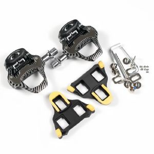 Bàn Đạp Xe Đạp Đường Trường Bằng Sợi Carbon Siêu Nhẹ Với Đế Gắn SHIMANO SPD/LOOK KEO Tương Thích Bàn Đạp Không Cần Kẹp Hiệu Suất Cao