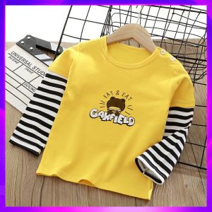 Pure Cotton Long Sleeve T-Shirt for Babies Boys Girls Base Layer Korean Style Childrens Wear Moisture Wicking round Neck Solid Color
